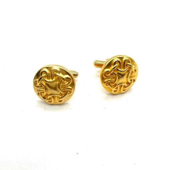 Cuff links Gold tone w/ Nugget Design - Picture 1 of 4